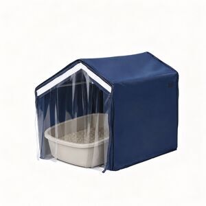Foldable Cat Litter Box Privacy Enclosure w Splash Guard Navy Blue